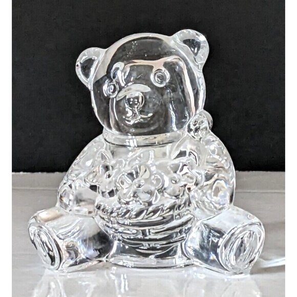 VTG Cristal D’Arques Teddy Mini Figurine Holding Flowers 24% Lead Sticker France - Picture 4 of 16